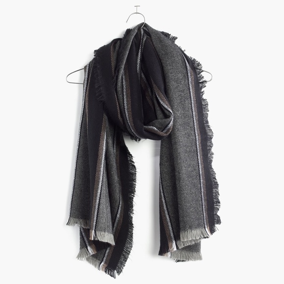 Madewell Accessories - Madewell Clubhouse Striped Fringe Scarf in Grey